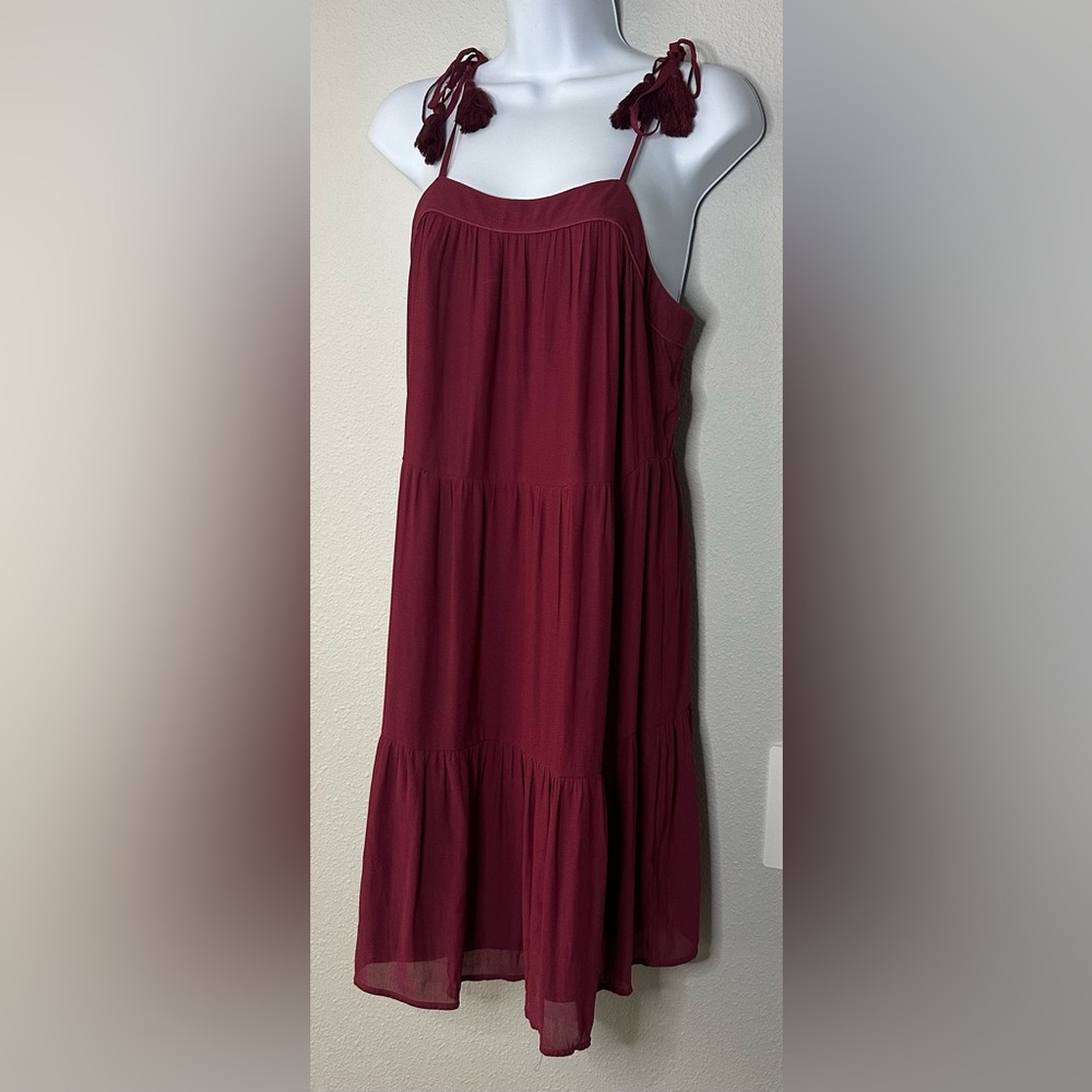 LOFT Women’s Wine Tassel Spaghetti Strap Dress NWT Size Small